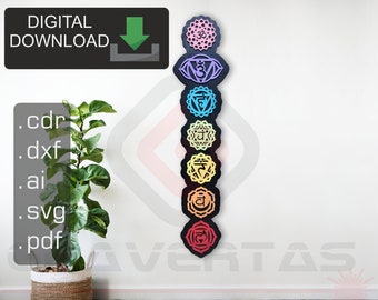 チャクラシンボルのレーザーカットファイル：神聖幾何学ウォールアート（デジタルダウンロード）