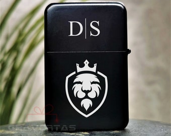 Personalized Lighter Gift for Him, Engraved Petrol Lighter, Custom Name Lighter, Groomsmen Gift, Refillable Lighter with Metal Box