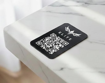 Custom Engraved QR Code Tag – Contactless Menu & Review QR Sign for Restaurant, Business, Wi‑Fi Social Media
