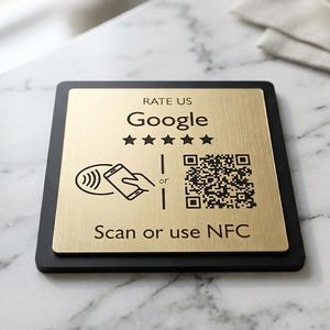 Google Bewertung NFC-Zeichen mit QR-Code, benutzerdefiniertes Antippen zur Bewertung von Plaque, Luxus-Acrylständer, Boost von Google-Ratings, Salon- und Restaurantschild