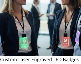 Custom LED Name Badge for Events, Light Up Logo Tag, Trade Show Staff Badge, Rechargeable RGB Name Tag
