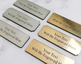Custom Engraved Gold Name Plate Brushed Metallic Nameplate ID Tag Desk Sign Memorial Plate