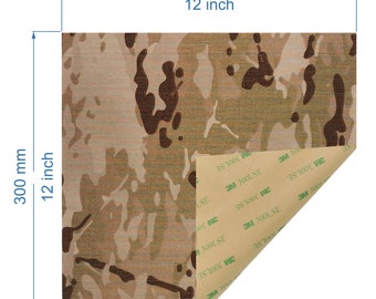 マルチカム アリッド カモ コーデュラ ラップ: 500D 粘着裏地 (12x12 インチ)