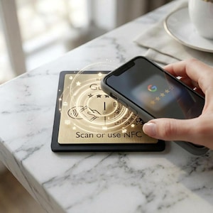 Google Review NFC QR Code Sign, Custom Design Tap Plaque, Luxury Acrylic Stand, Business Rating