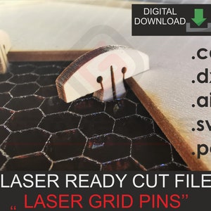 May include: Laser cut file for "Laser Grid Pins". The digital download includes the file formats .cdr, .dxf, .ai, .svg, and .pdf.