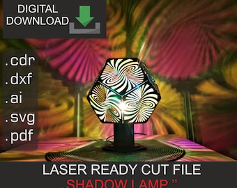 十二面体シャドウランプのベクターファイル：幾何学的ライトDIY（デジタルダウンロード）