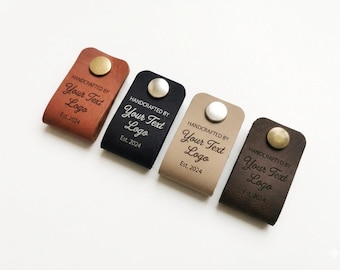 Custom Faux Leather Labels for Handmade Items – Personalized Logo Tags for Crochet & Knit Hats – Vegan Leather Sewing Patch