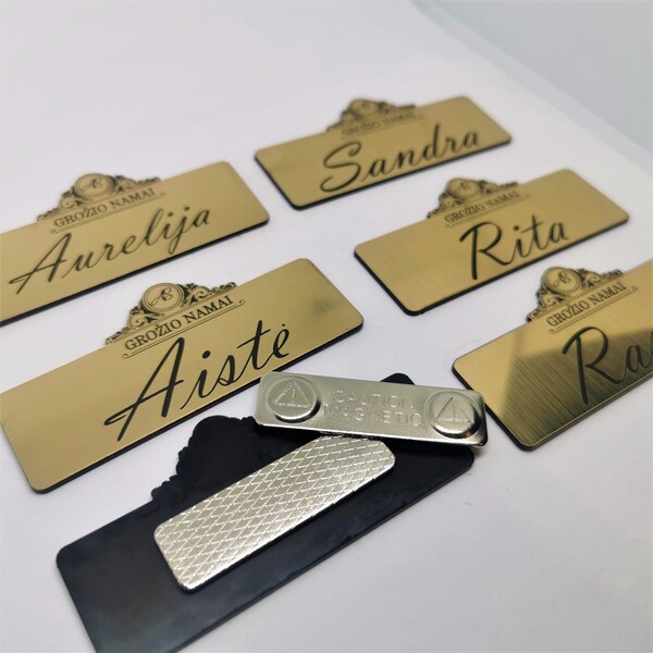 Custom name Tags, Personalised Name Badge, Name Plate Tag, ID Name Badge, Name ID Holder, Name Badge Employee Choose Magnetic clip or Needle