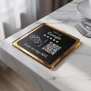 Google Review NFC-bord met QR-code, aangepaste tap-to-review-plaat, luxe acrylstandaard, Google-beoordelingen boost, salon- en restaurantbord