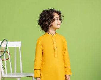Boy's Embroidered Shirt ONLY : Mustard