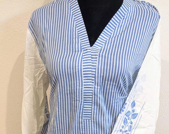 Blue and White Kurta : 1 Piece Top Only