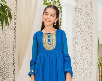 Teal Blue : 3 Piece  Girl's Dress