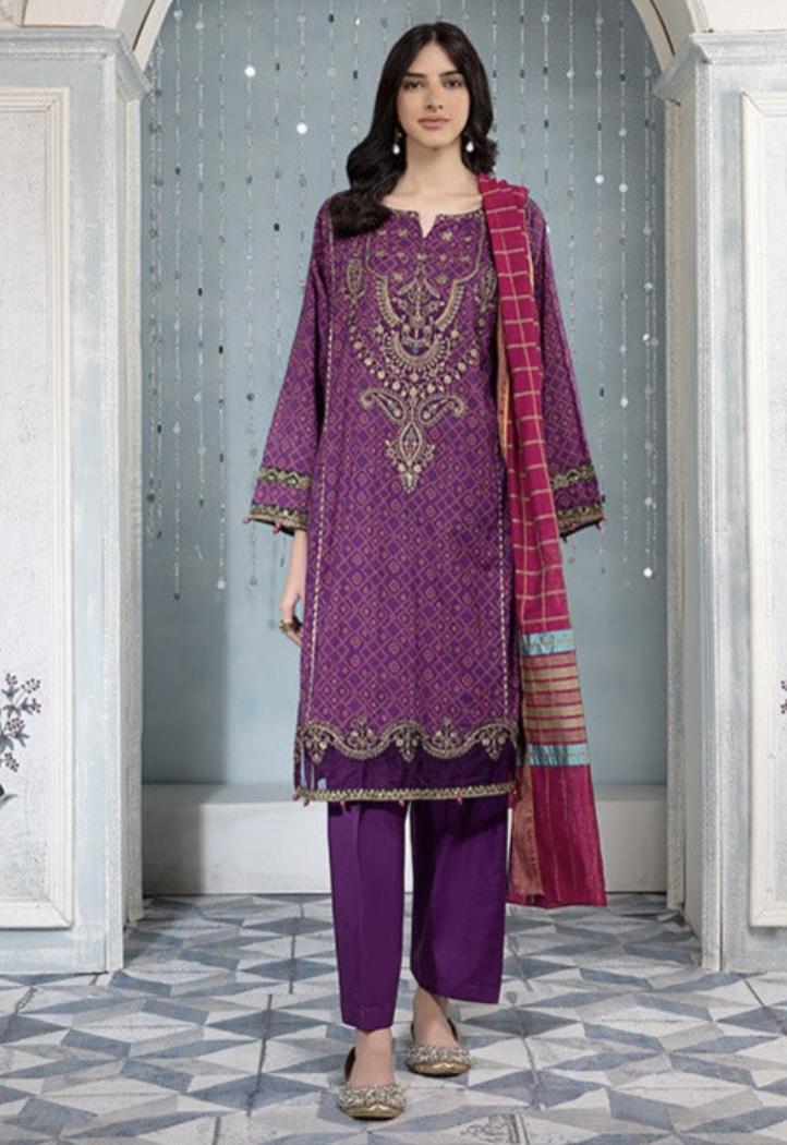 maria b purple dress Maria B Purple Floral Embroidered Dress