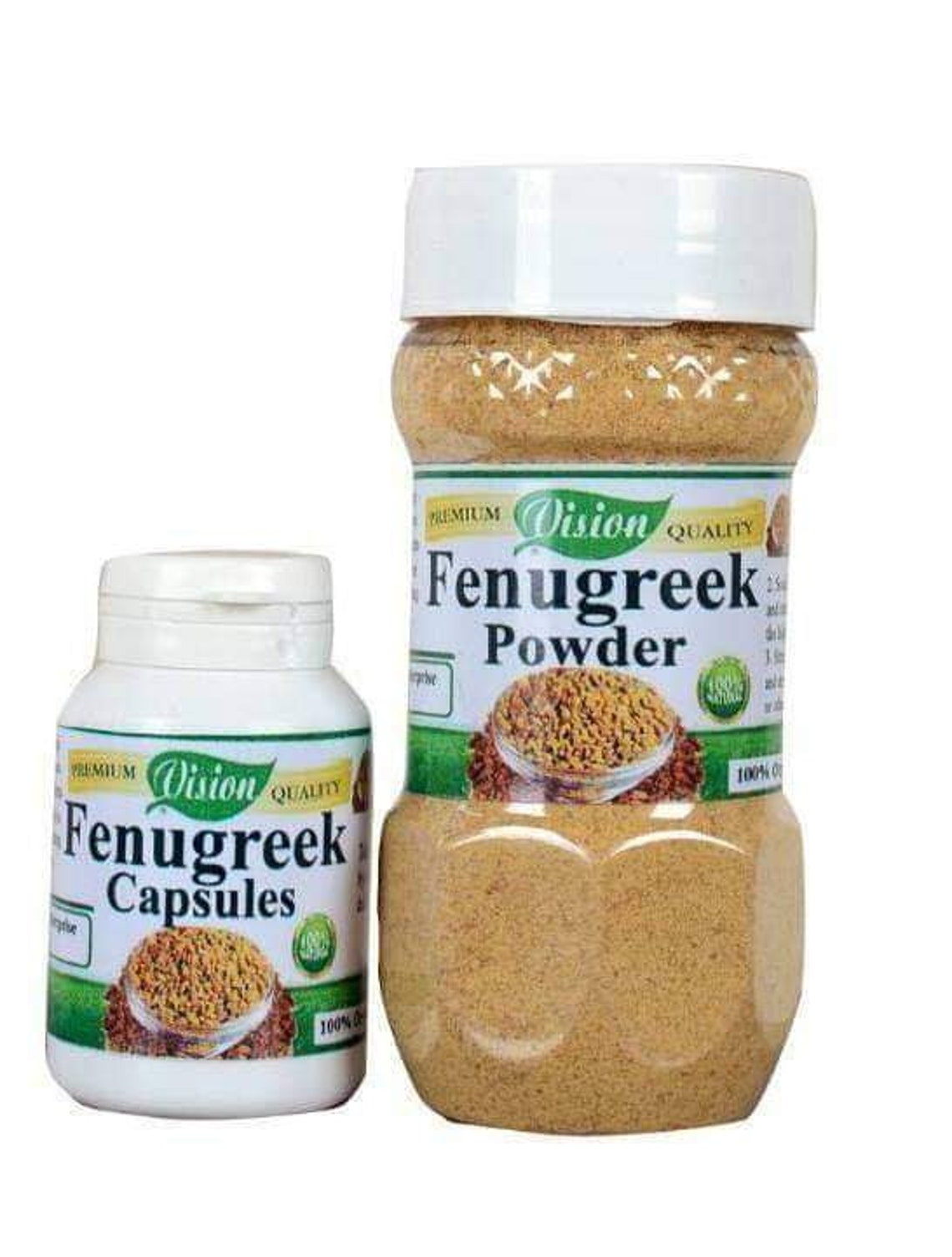 A bottle of Fenugreek powder. Etsy