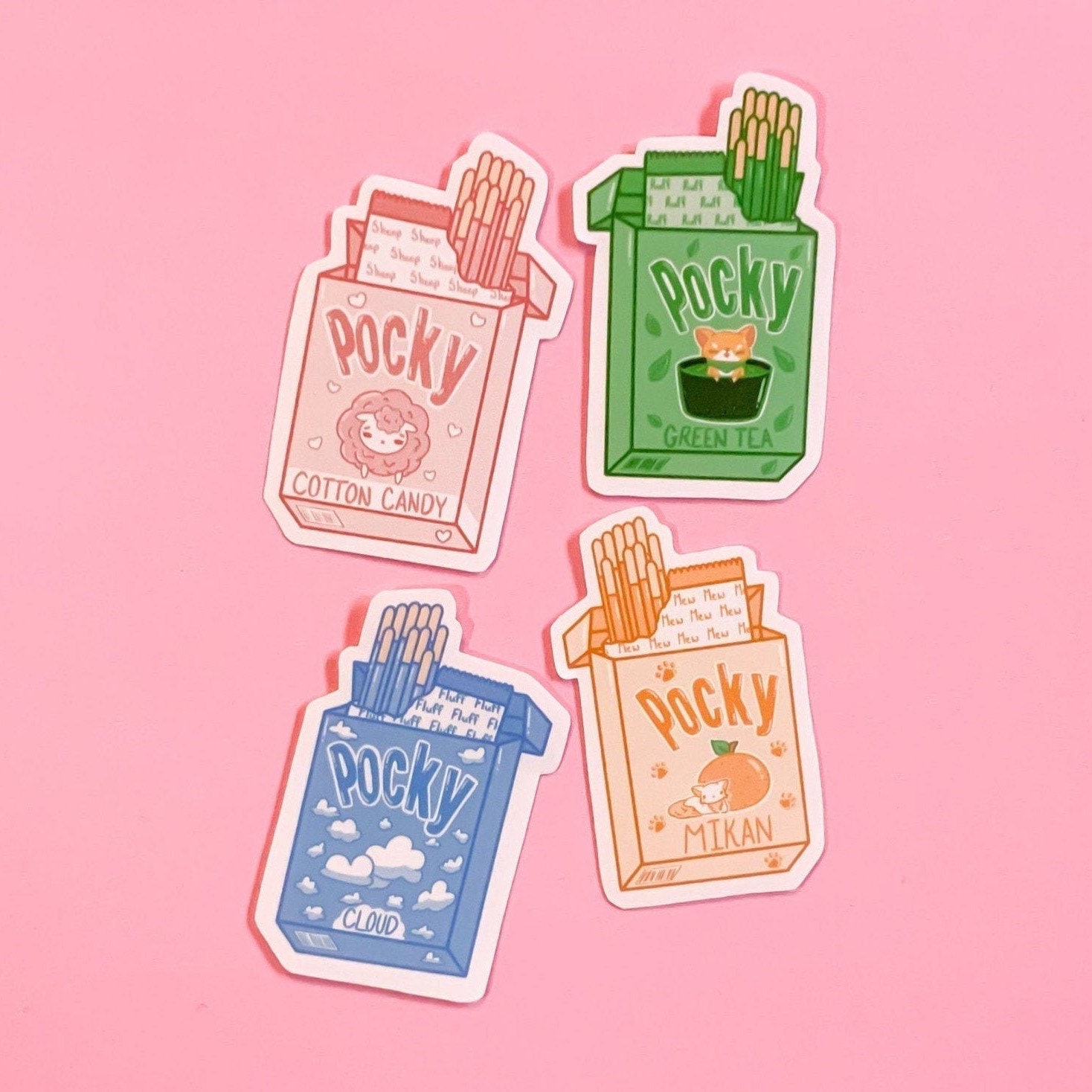 Weatherproof material Laptop Stickers Water Bottle Stickers Vinyl Matcha Pocky Sticks Sticker