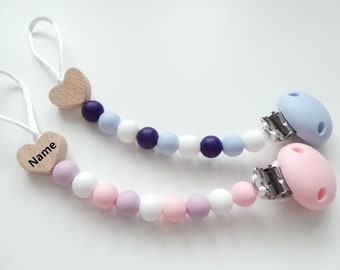 Personalised Heart Dummy clip, Engraved name, Soother holder, Pacifier clip, Silicone Dummy clip, Dummy holder, Baby shower gift