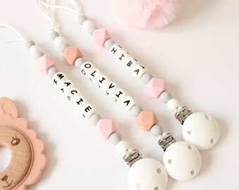 Personalised Silicone Pacifier Clip, Baby Shower Gift