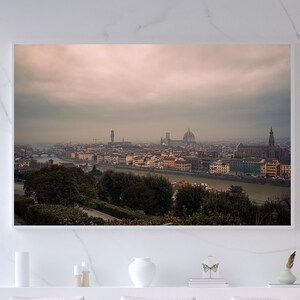 Florence - Art print - Wall art - Digital print - Panorama - Tuscany - Italy - Photography - Art  - Wallpaper - Desktop - Dome - Clouds