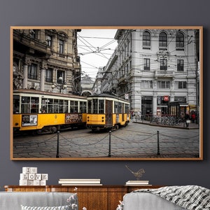 Tram - Bus - Milan - Art print - Wall art - Digital print - Yellow - Italy - Photography - Industrial - Design