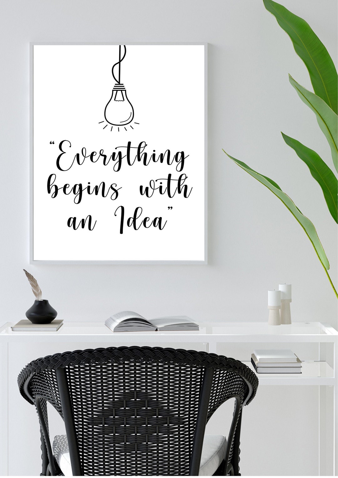 Idea Everything Begins With an Idea Art Print Wall Art Digital Print Idea Quote Minimal Style Etsy