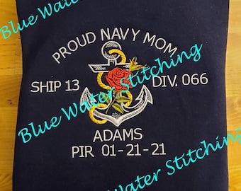 Custom Embroidered NAVY Hooded Sweatshirt