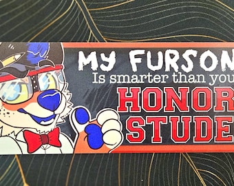 Mi Fursona es más inteligente que tu pegatina para el parachoques de estudiante de honor