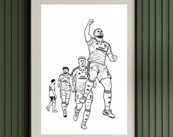 Aston Villa Inspired Football Print | Mings Buendia Ruggeri Wall Art | AVFC Inspired Poster | Football Gift | Boys Bedroom Decor