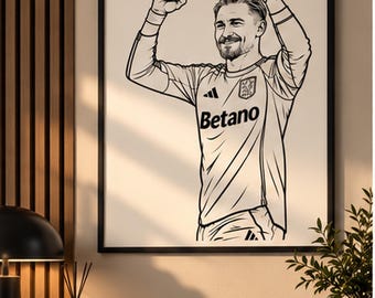 Matty Cash Aston Villa Inspired Print | AVFC Football Wall Art | Villa Fan Gift | Football Poster | Boys Bedroom & Games Room Decor