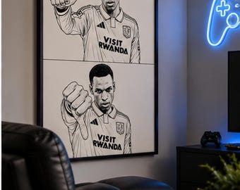 Nicolas Jackson Aston Villa Inspired Print | AVFC Football Wall Art | Villa Player Poster | Football Fan Gift | Boys Bedroom Decor