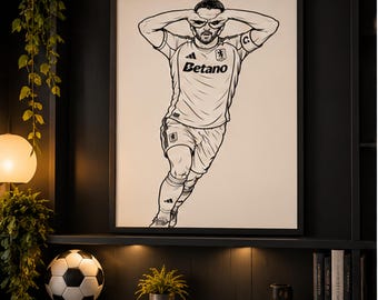 John McGinn Aston Villa Inspired Print | AVFC Football Wall Art | McGinn Celebration Poster | Villa Fan Gift | Football Bedroom Decor