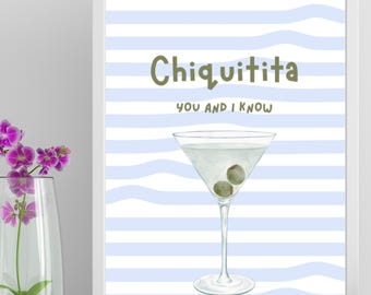 A4 Home Print | Chiqitita ABBA - You & I Know Martini Cocktail | Greek Inspired