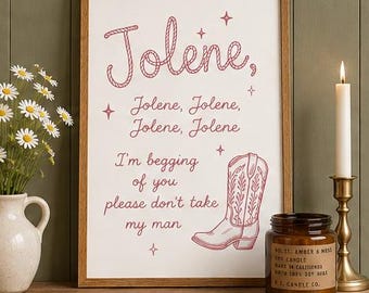 Dolly Parton Jolene Lyric Print | Country Music Western Cowgirl Decor (A4/A3)