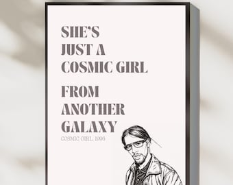 Jamiroquai Cosmic Girl Print | 90s Music Lyric Wall Art | Retro Music Poster | Neutral Bedroom Decor | Music Lover Gift