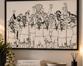 Aston Villa Trophy Winners Inspired Print | AVFC Team Football Wall Art | Villa Celebration Poster | Football Fan Gift | Villa Decor