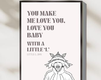Jamiroquai Little L Print | Little L Lyric Wall Art | 2000s Music Poster | Retro Music Print | Neutral Music Lover Gift