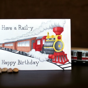 Passez un joyeux anniversaire Rail-y | | de train | de machines à vapeur Carte
