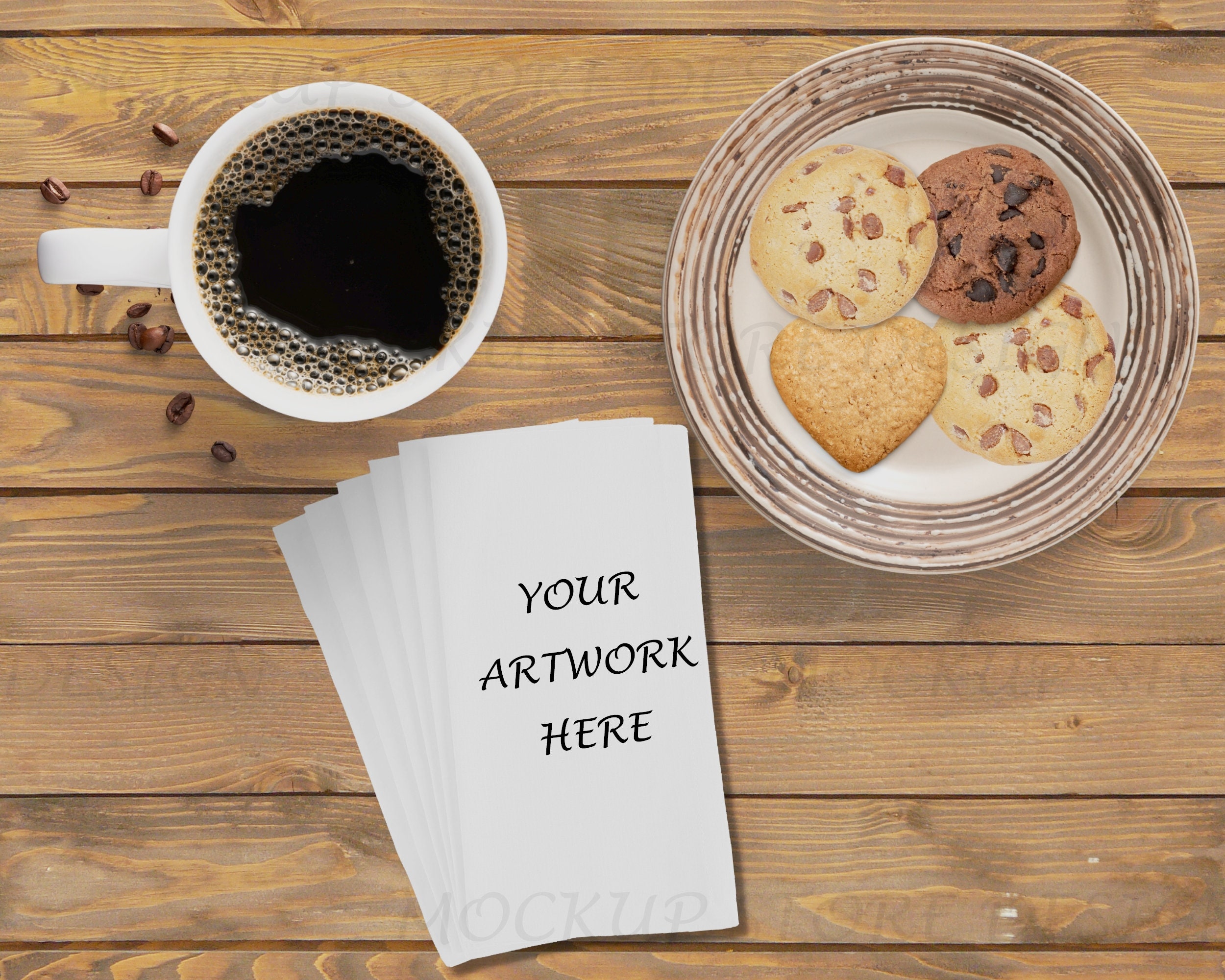Download Styled Napkin Mockup with Coffe and Cookies Blank Napkin | Etsy
