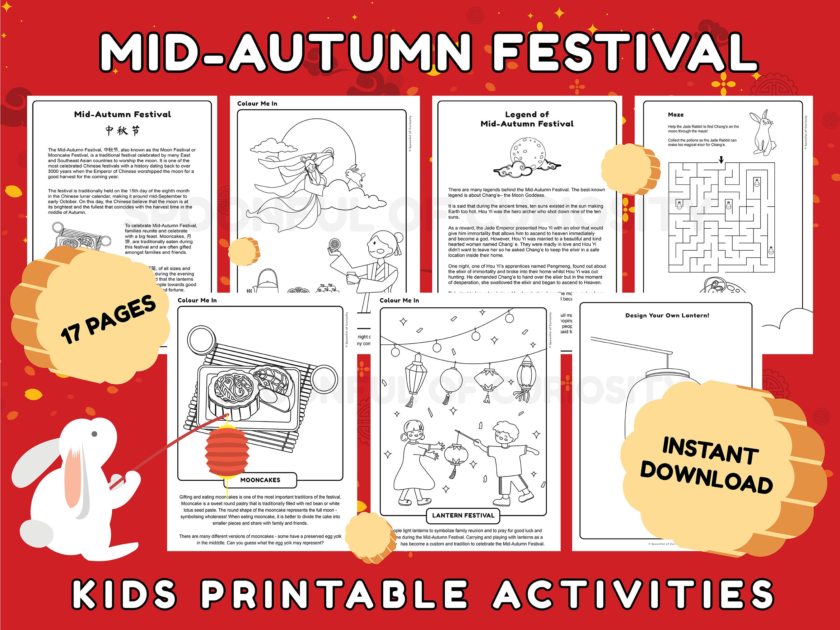 Mid autumn Festival Educational Activities Worksheets Learn Etsy Canada
