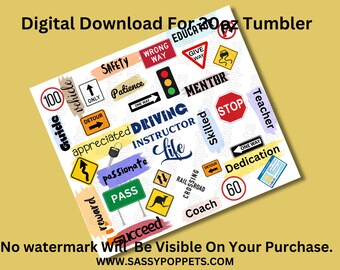 Driving Instructor Tumbler Wrap: Sublimation Design (Digital Download)