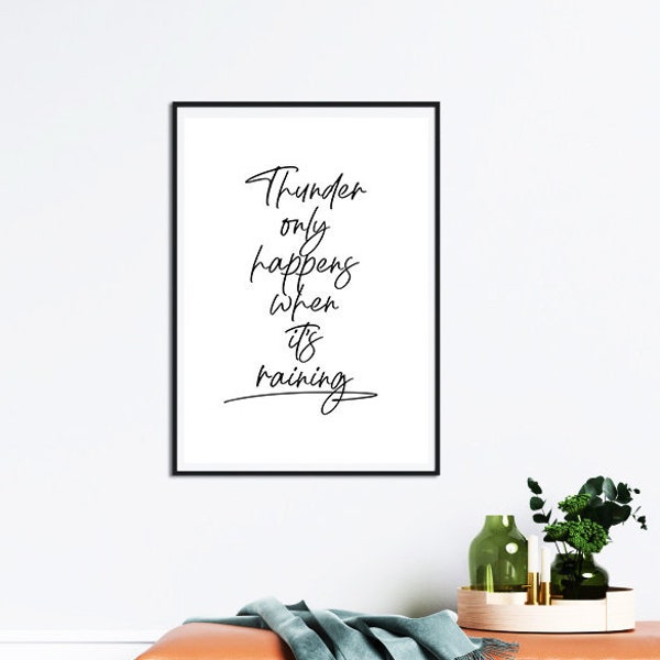 Thunder Only Happens When It's Raining lyric print, Fleetwood Mac, Stevie Nicks poster A2 A3 A4 digital download