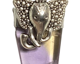 KRIO® – Ametrin or rutile quartz as a pendant with an appliqué/ animal figure made of tin
