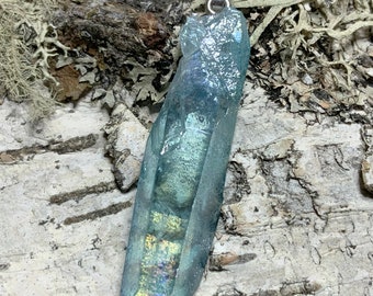 KRIO® 1 x Aqua Aura crystal as pendant with silver loop (1 - 10)