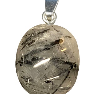 KRIO® – Tourmaline quartz Hand flatterer size M - L drilled as a pendant for a leather strap OR with silver pin eyelet