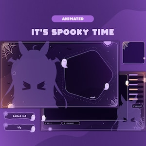 It's Spooky Time Animated Twitch Pack | Halloween Ghost Purple Orange Streamer Package | Overlays, Panels, Scenes, Webcam | Vtuber Streamer