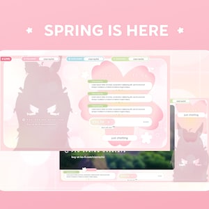 Spring Just Chatting & Game Stream Overlays for Twitch and Youtube, Cozy Pink Spring Sakura Flowers