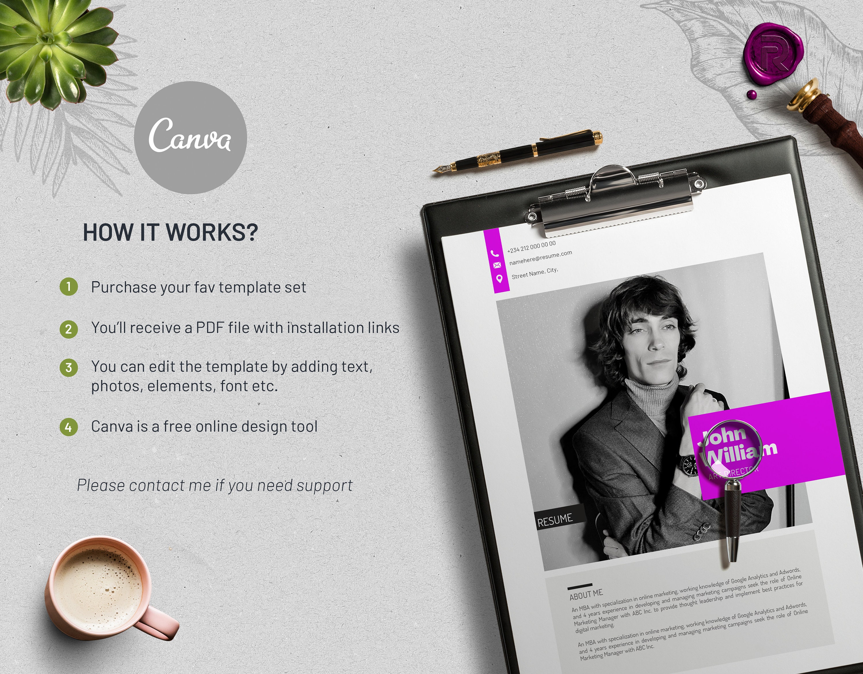 ATS Friendly Resume Template for Canva CV Template Easy - Etsy