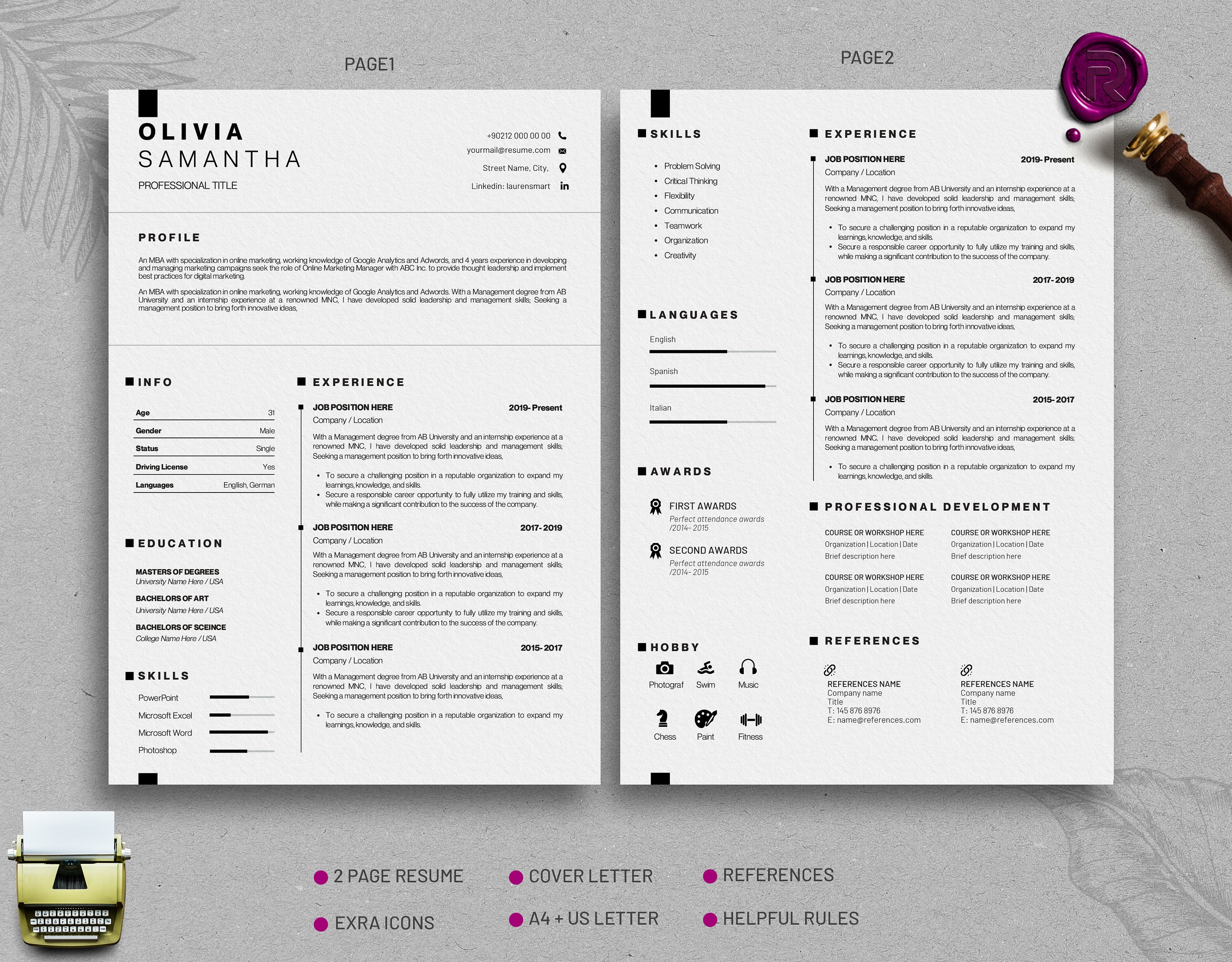 ATS Friendly Resume Template for Canva CV Template Easy - Etsy