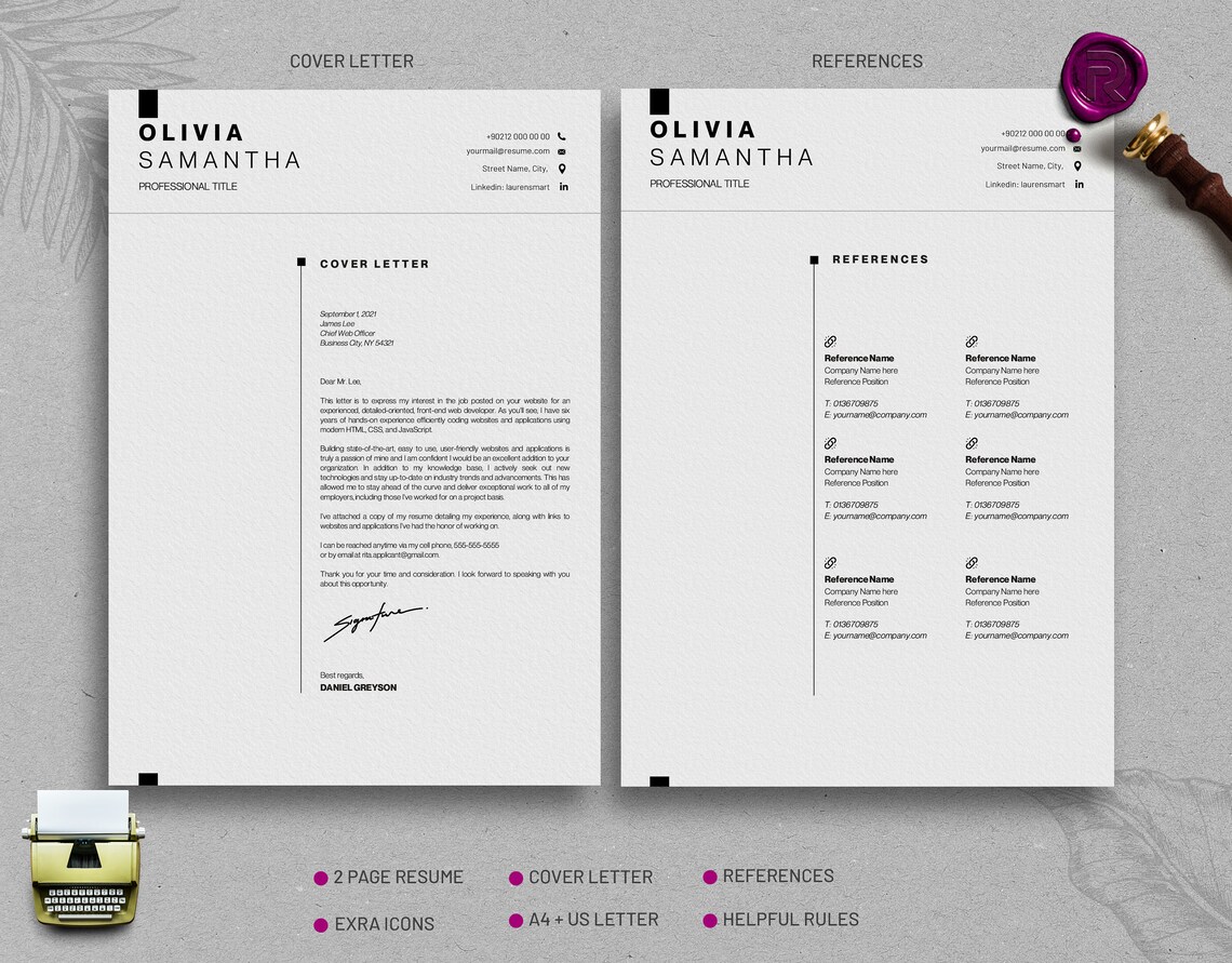 ATS Friendly Resume Template for Canva CV Template Easy - Etsy