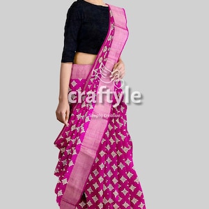 Block Printed Zari Tussar Silk Sarees | Silk Mark Certified Hand Block Print Pure Tussar Silk Saree with Blouse Piece | Wedding Saree