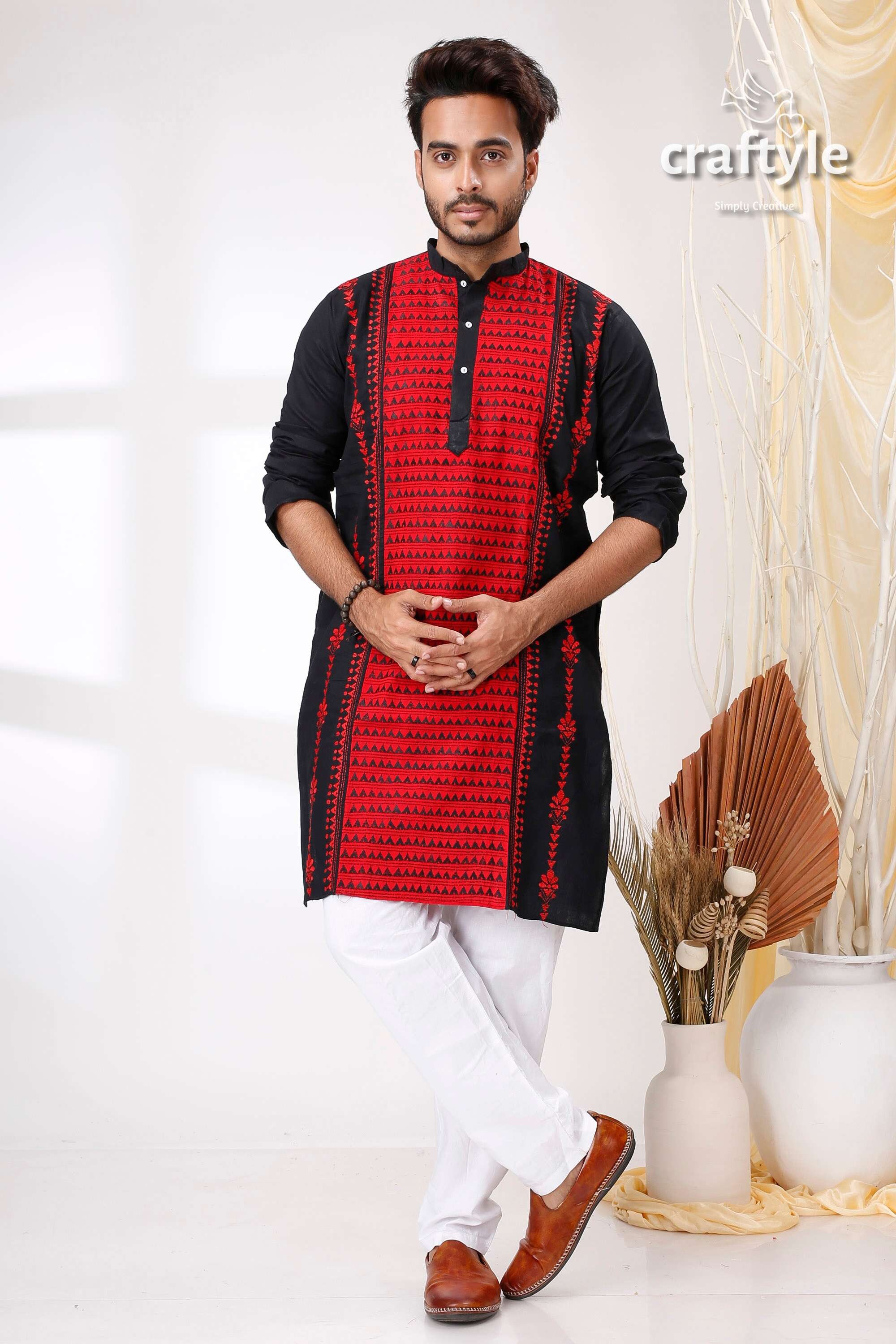 Red Kurta Men Etsy Canada